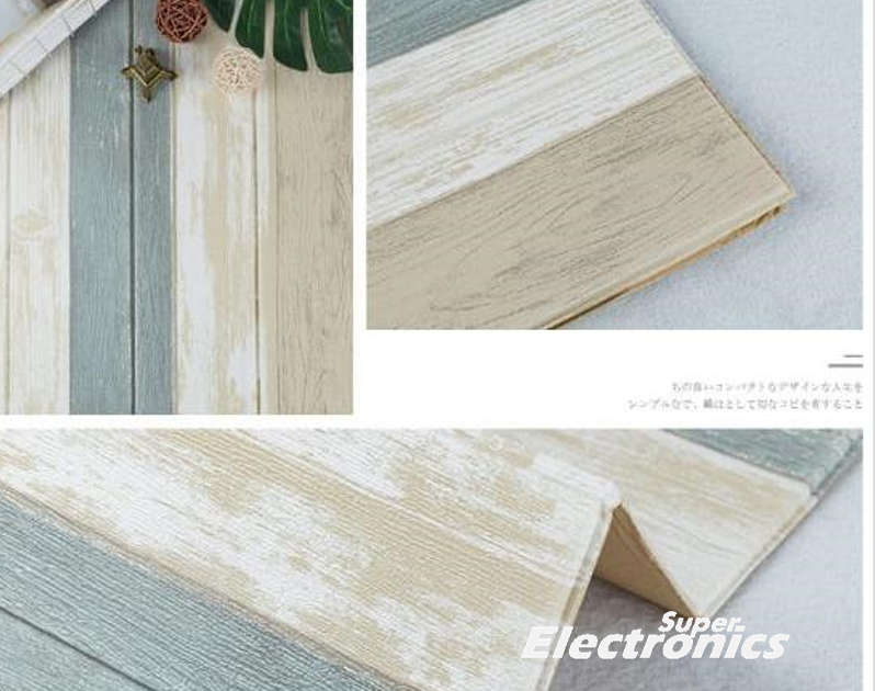 3D Wooden Wall Foam Sticker - Grey/White/Beige
