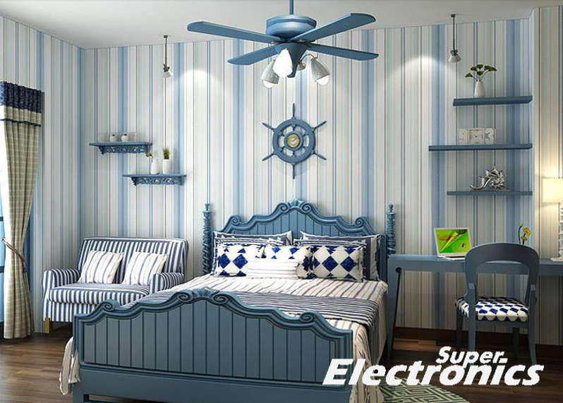 Modern Blue Vertically Striped Wallpaper