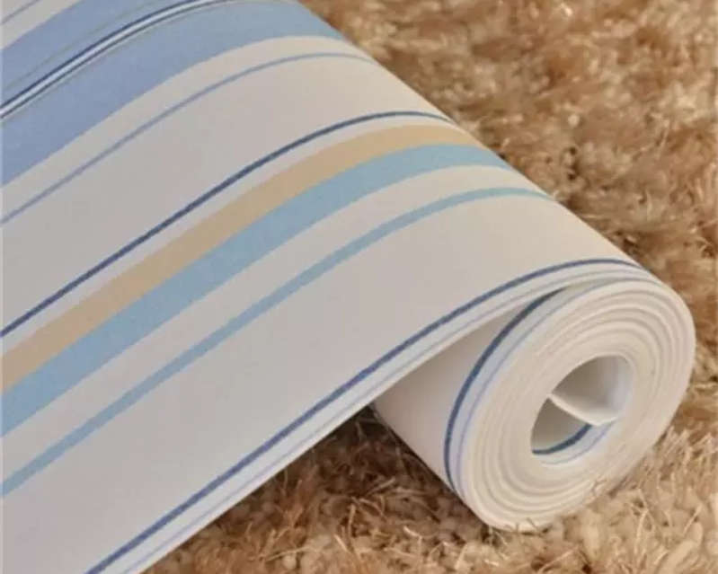Modern Blue Vertically Striped Wallpaper