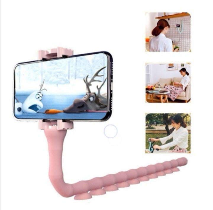 Cute Worm Lazy Mobile Phone Bracket Multi-Functional - Pink