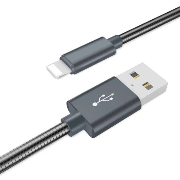 3.1A Metal Lightning Pin Cable for Iphone 1m - Black