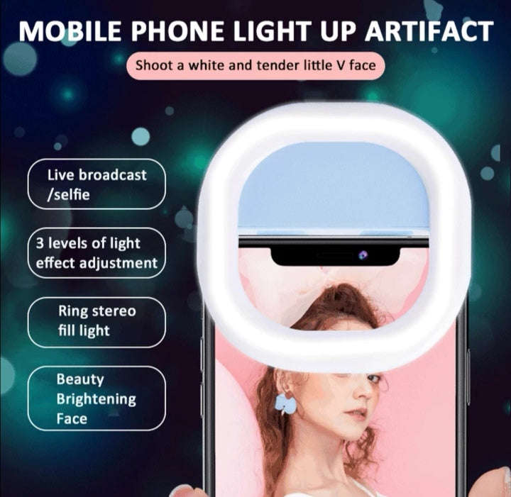Selfie Light for Cell Phones Clip On Adjustable Mini Ring Light