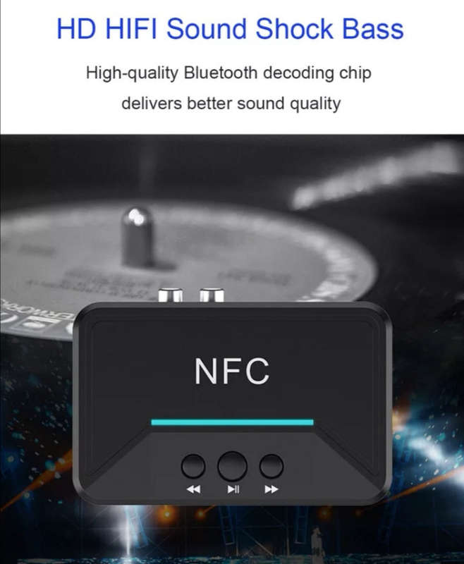 NFC 5.0 Bluetooth Receiver Smart A2DP RCA AUX 3.5MM Jack Wireless Adapter Support USB Play For CA...