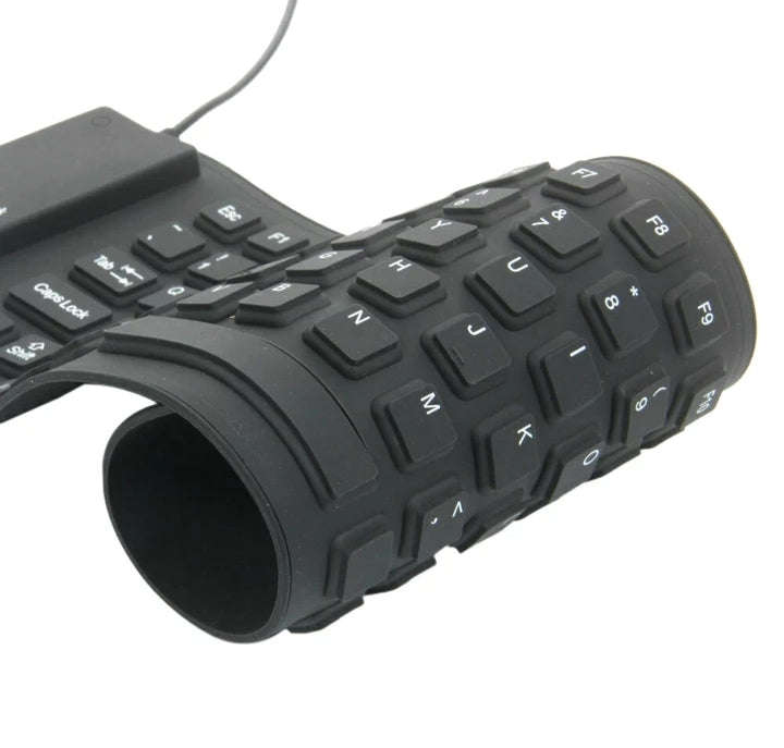 Flexible Keyboard 85Keys USB Keyboard Portable Waterproof Silicone - Black