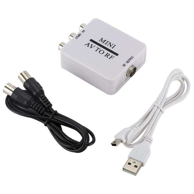 HD Video Converter Box RCA AV CVSB to RF Video Adapter Converter Supports For MHz 61.25 67.25 TV ...