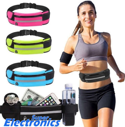 Running Sports Waist Belt Bag |Bottle Phone Holder - black