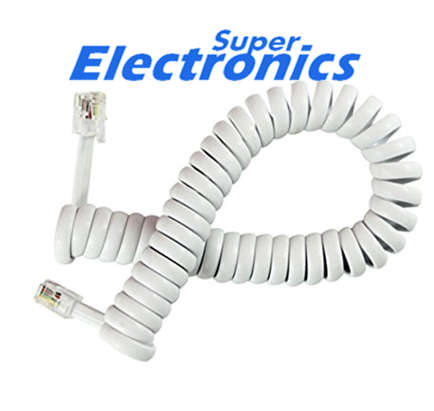 5m White Replacement Telephone Handset Spiral Phone Wire Lead Curly Cord 4p4c