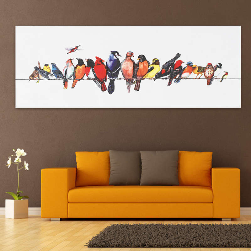 Colorful Birds Stretched Canvas Print Unframed