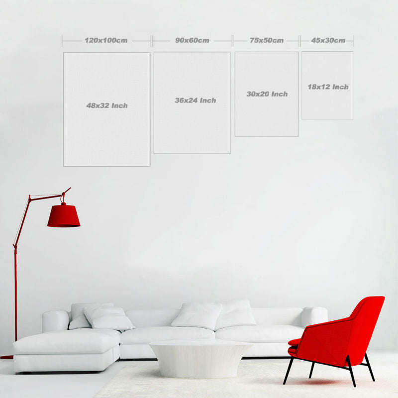 5 Panel Canvas Painting Sunset Lake Tree Unframed - M