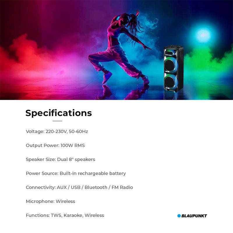 Blaupunkt 100W Taurus Flex 8" Party Speaker