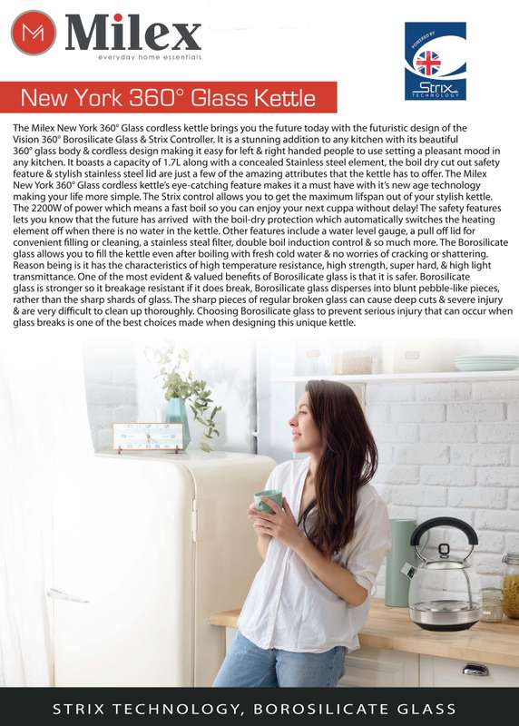 Milex New York 360 Cordless Glass Kettle