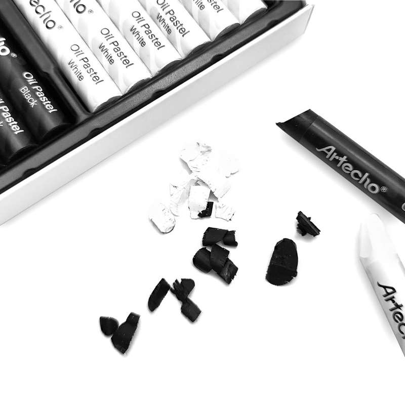 Artecho 12pc Oil Pastel Professional Range - 6 x Black & 6 x White