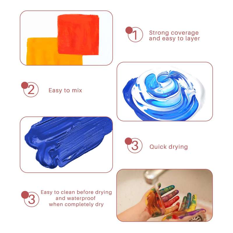Artecho 24 Colours Acrylic Paint Set & 10pc Paint Brush Set - 59ml Bottles