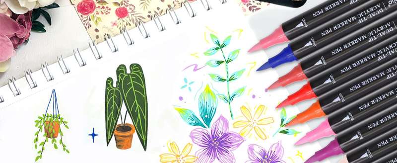 Artecho Double Tip Acrylic Marker Set of 48 Colours - 0.5-5mm Line Width