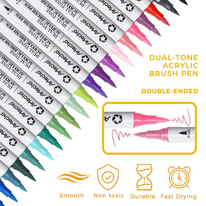 Artecho Double Tip Dual-Tone Acrylic Marker Set - 72 Colours - 0.5-5mm Line Width