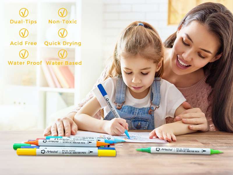 Artecho Double Tip Dual-Tone Acrylic Marker Set - 72 Colours - 0.5-5mm Line Width