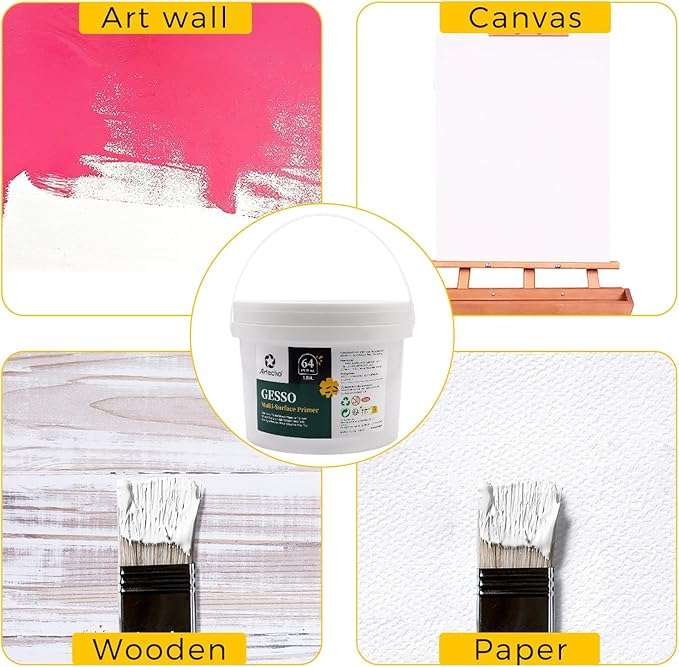 Artecho Gesso Multi-Surface Primer for Acrylic & Oil Painting - 1.89 litre