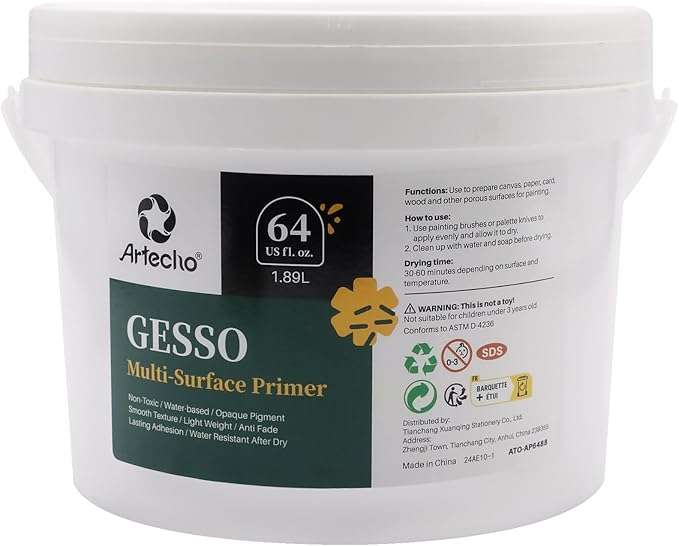 Artecho Gesso Multi-Surface Primer for Acrylic & Oil Painting - 1.89 litre
