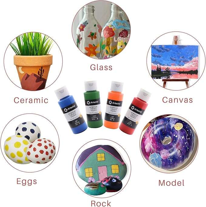 Artecho Metallic Acrylic Paint Set - 12 Colours, 59ml Acrylic Paints