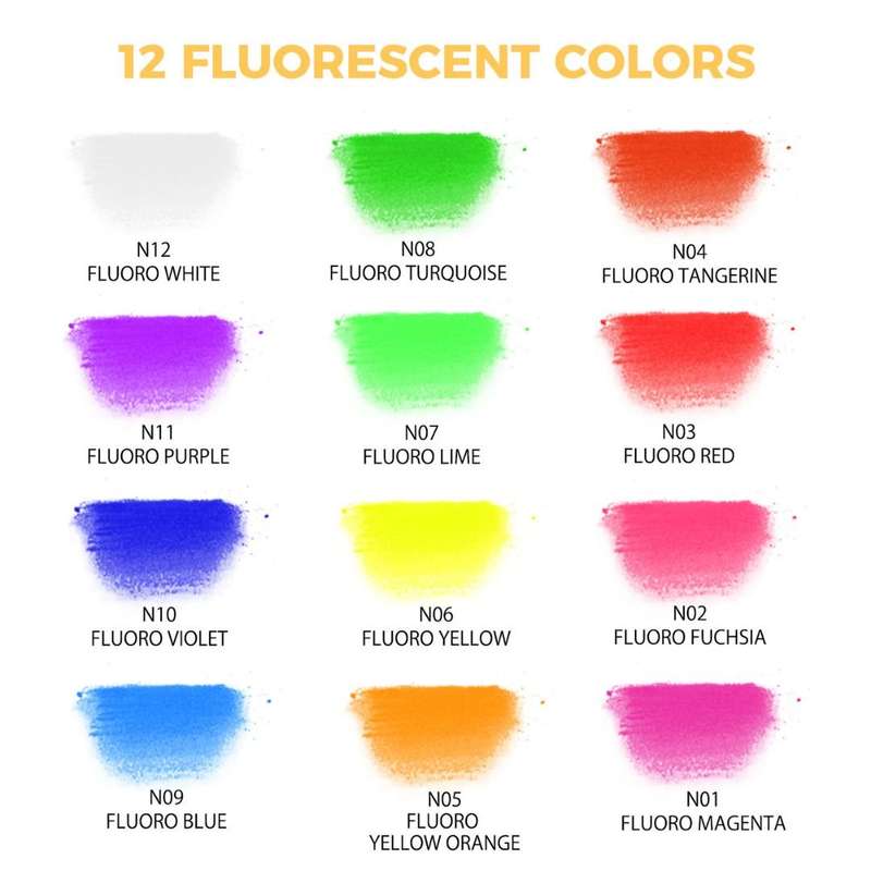 Artecho Soft Pastel Neon Fluorescent 12 colours Professional Range