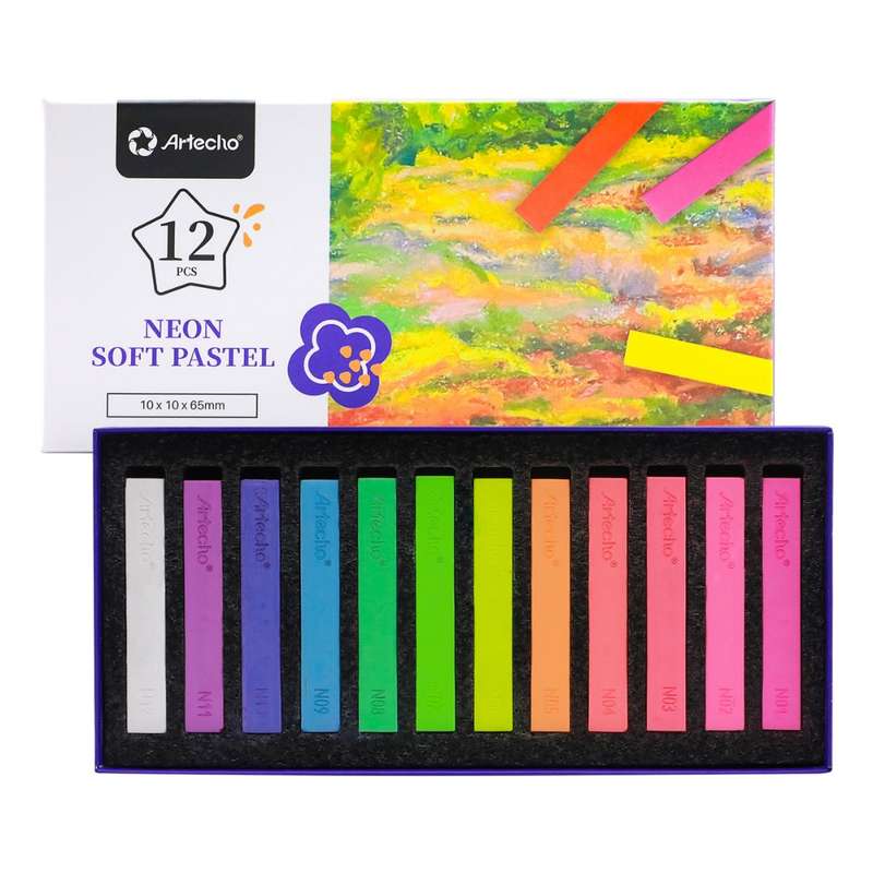 Artecho Soft Pastel Neon Fluorescent 12 colours Professional Range