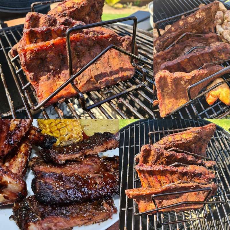 Lifespace 2 in 1 Rib Roast Rack - Black Porcelain Enamel - 3 Pack