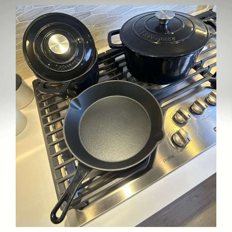 Lifespace 5-pc Black Enamel Cast Iron Pot & Skillet Set