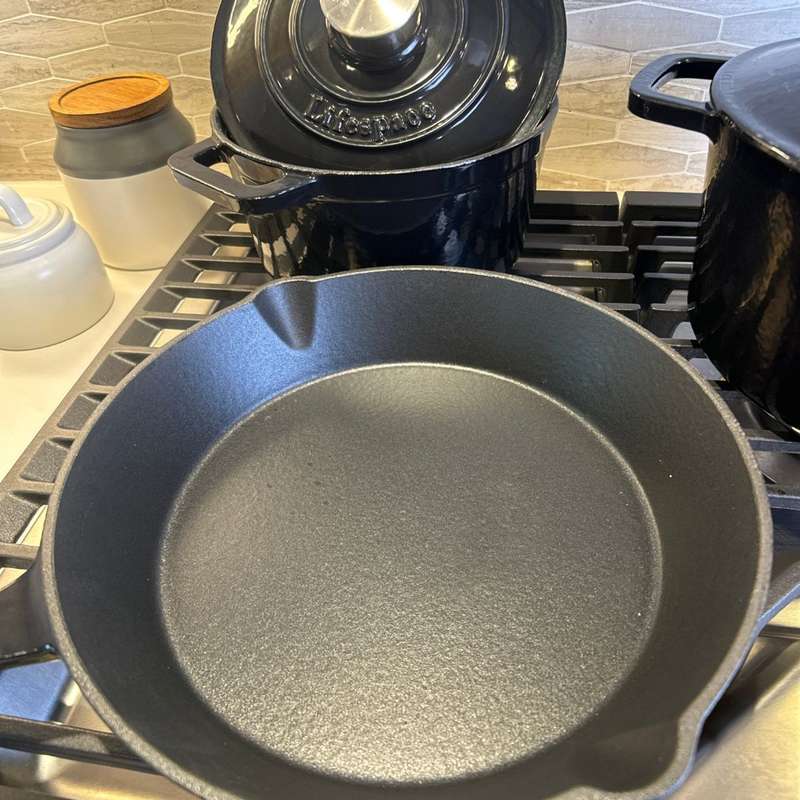 Lifespace 5-pc Black Enamel Cast Iron Pot & Skillet Set