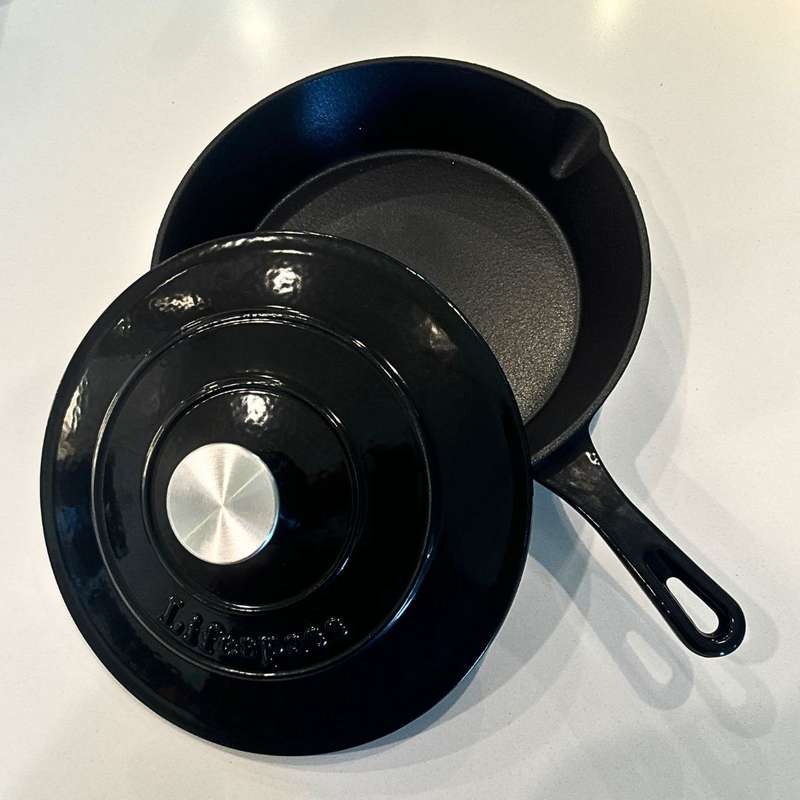 Lifespace 5-pc Black Enamel Cast Iron Pot & Skillet Set