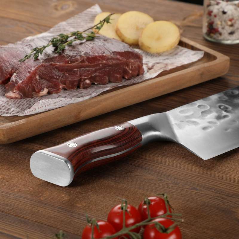 Lifespace 7.6" Curved Blade Meat Cleaver with a Pakkawood Handle