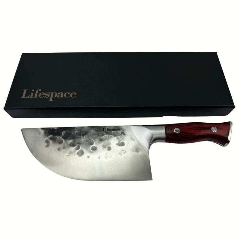 Lifespace 7.6" Curved Blade Meat Cleaver with a Pakkawood Handle