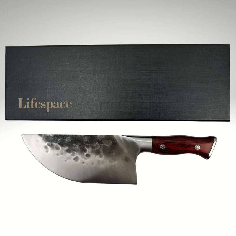 Lifespace 7.6" Curved Blade Meat Cleaver with a Pakkawood Handle