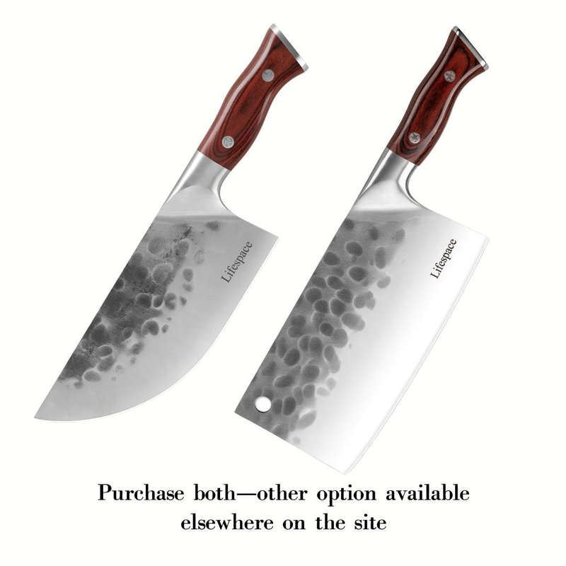 Lifespace 7.6" Curved Blade Meat Cleaver with a Pakkawood Handle