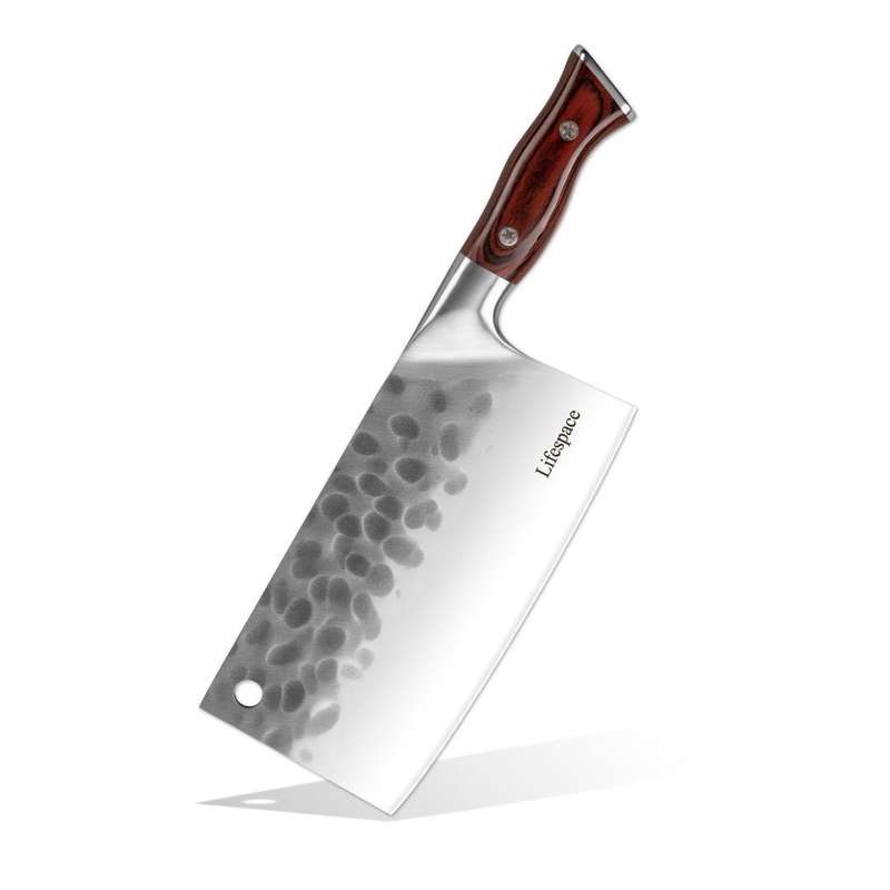Lifespace 7.8" Blade Square Meat Cleaver with Hole & Pakkawood Handle