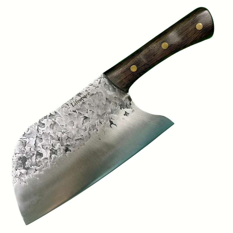 Lifespace 8" Hammered Cleaver with Curved Blade