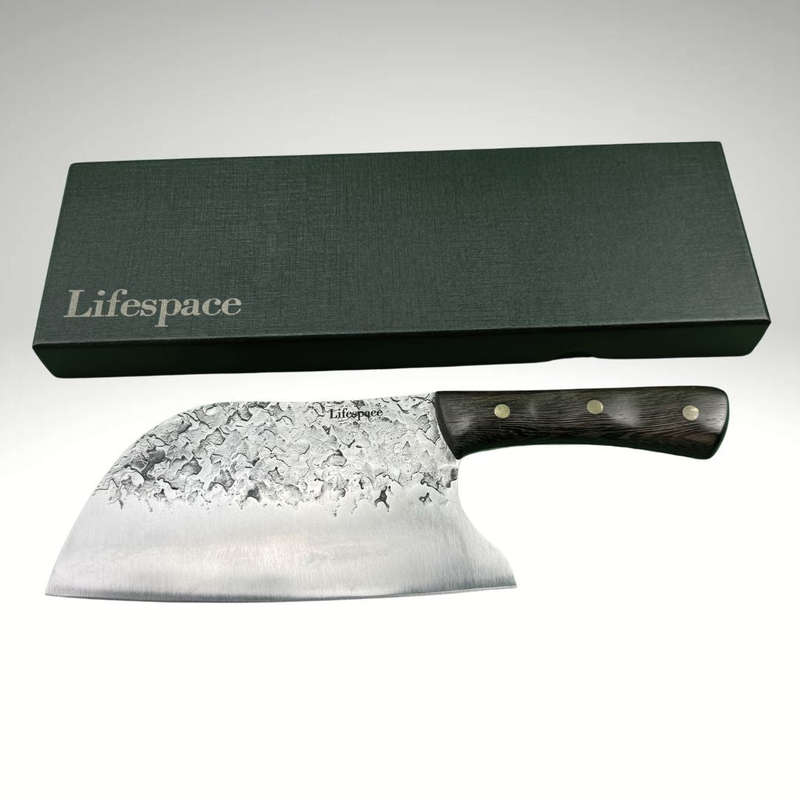 Lifespace 8" Hammered Cleaver with Curved Blade