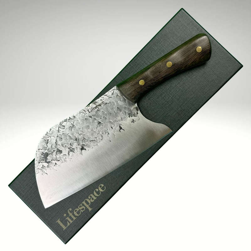 Lifespace 8" Hammered Cleaver with Curved Blade