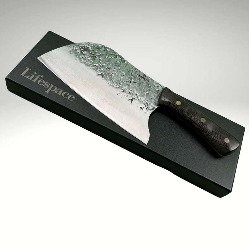 Lifespace 8" Hammered Cleaver with Curved Blade