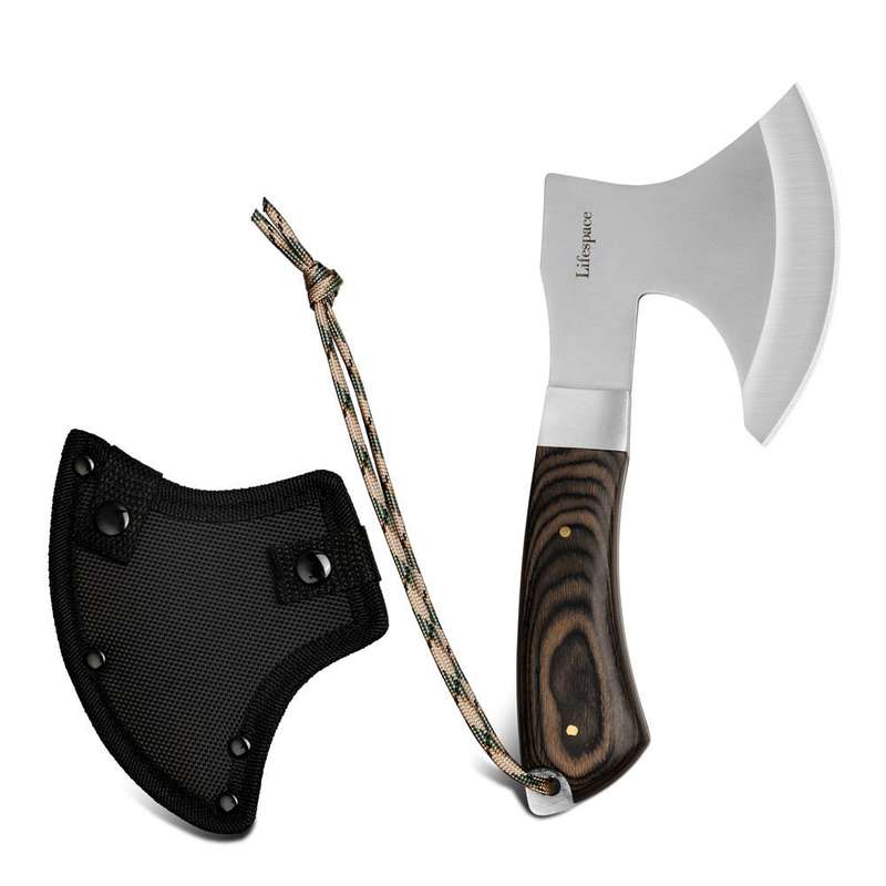 Lifespace 8" Multifunctional Braai Cleaver Axe with Sheath & Rope Lanyard