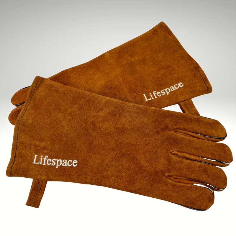Lifespace Brown Leather Braai Gloves - lined for extra comfort