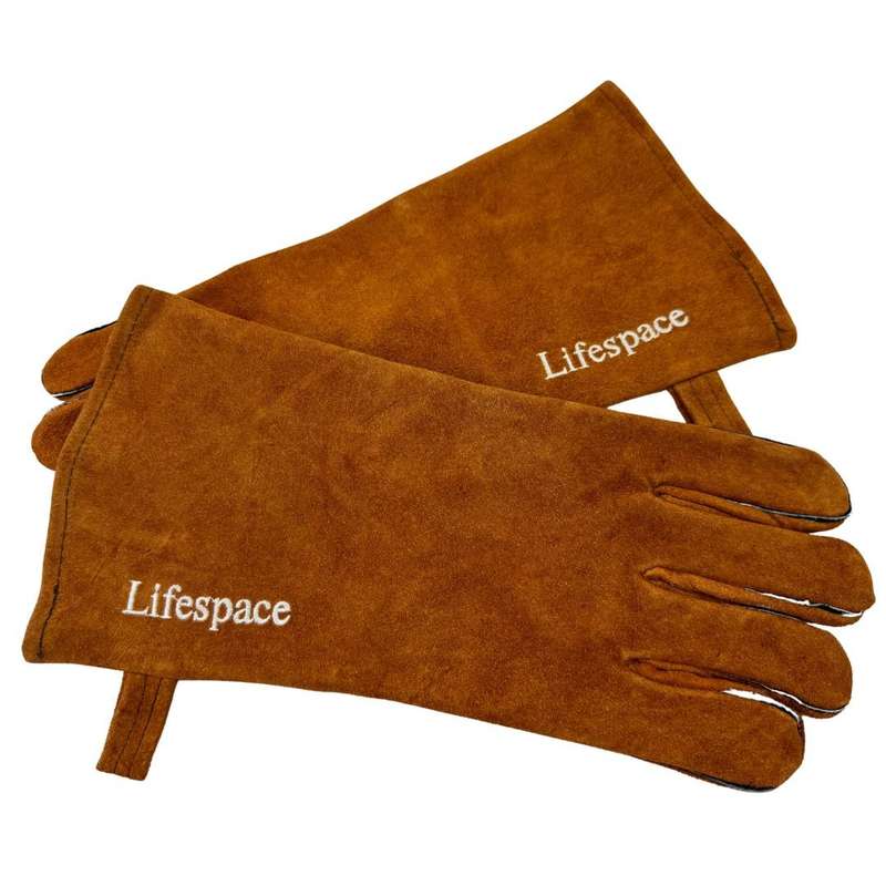 Lifespace Brown Leather Braai Gloves - lined for extra comfort
