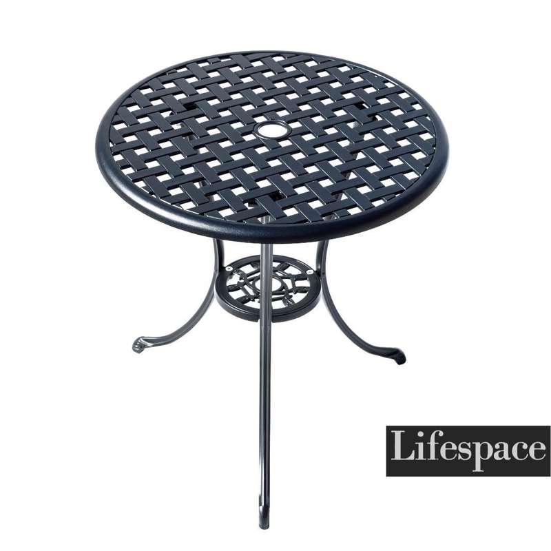 Lifespace Cast Aluminium 3pc Bistro Patio Garden Restaurant Set with Armrest Chairs