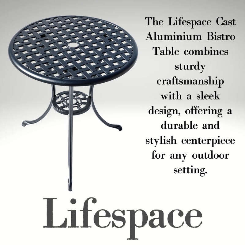 Lifespace Cast Aluminium 3pc Bistro Patio Garden Restaurant Set with Armrest Chairs