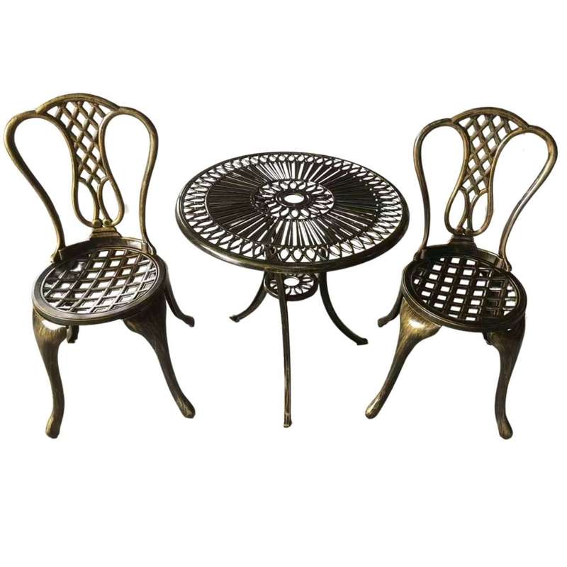 Lifespace Cast Aluminium 3pc Bistro Patio Garden Set with Curved Back (Bronze)