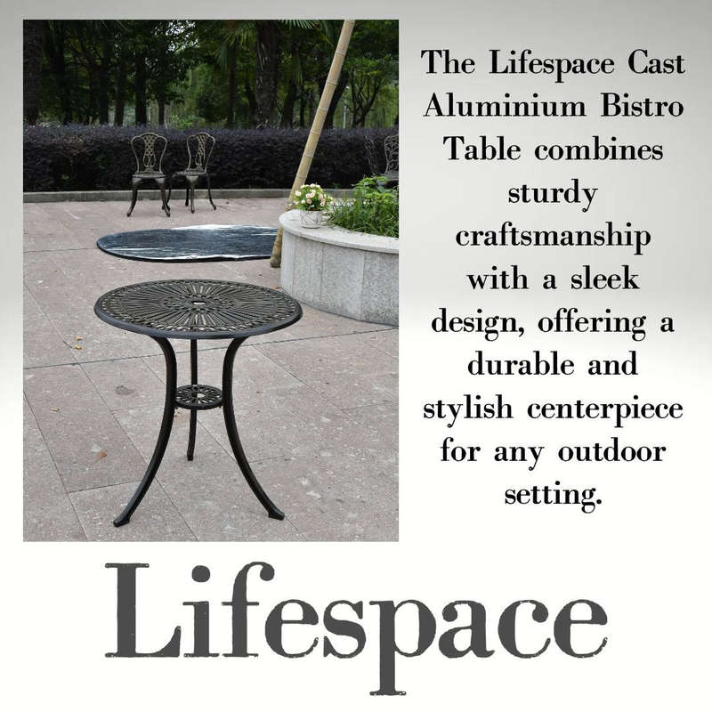 Lifespace Cast Aluminium 3pc Bistro Patio Garden Set with Curved Back (Bronze)