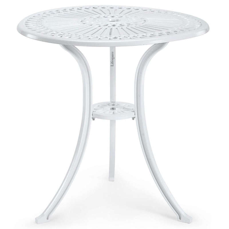 Lifespace Cast Aluminium 3pc Bistro Patio Garden Set with Curved Back (White)