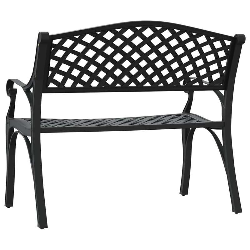 Lifespace Cast Aluminium Patio Garden Bench with Armrests (Black)