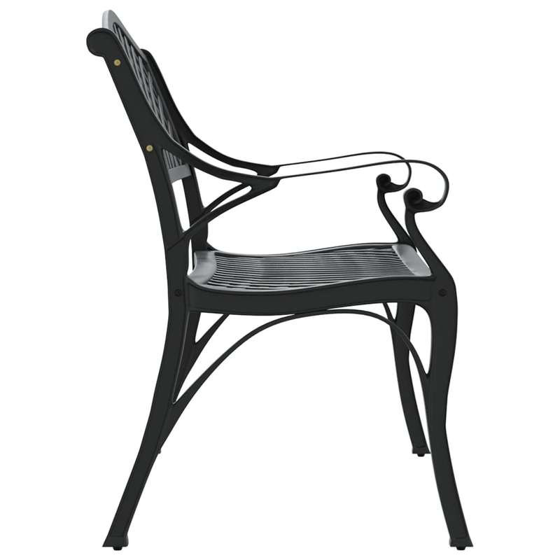 Lifespace Cast Aluminium Patio Garden Bench with Armrests (Black)