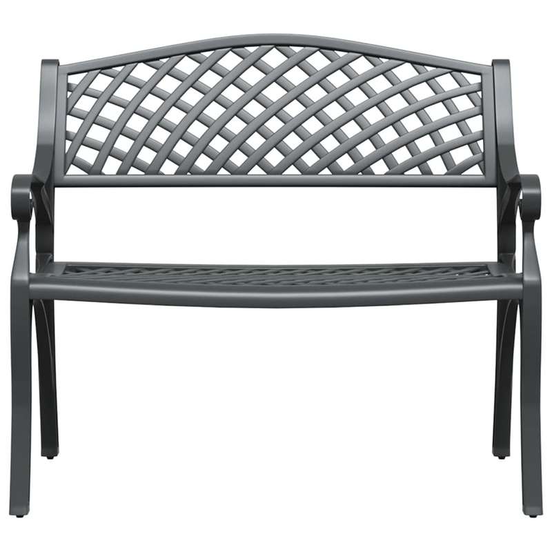 Lifespace Cast Aluminium Patio Garden Bench with Armrests (Black)
