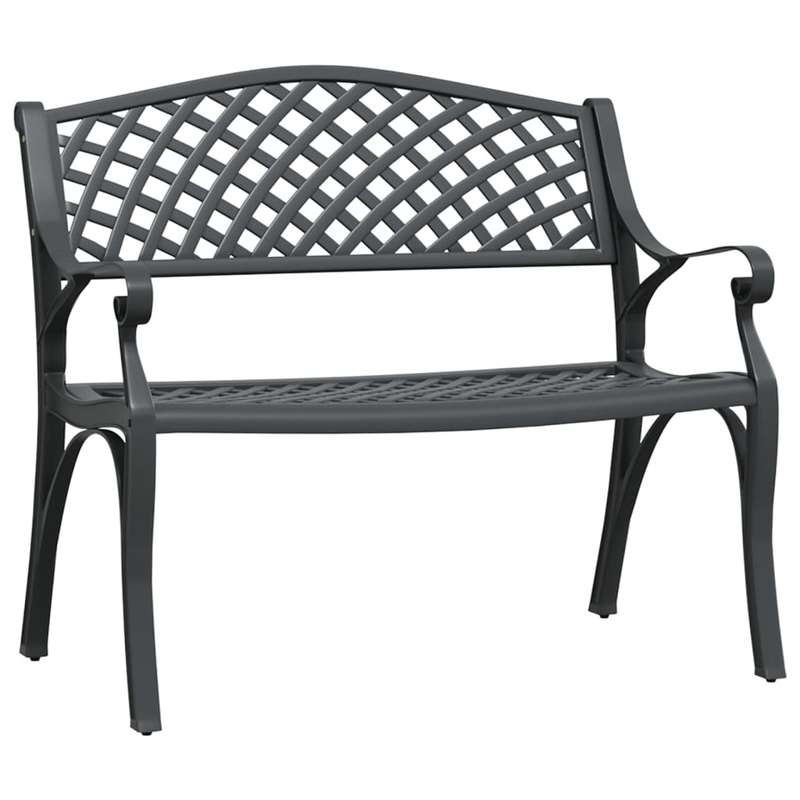 Lifespace Cast Aluminium Patio Garden Bench with Armrests (Black)